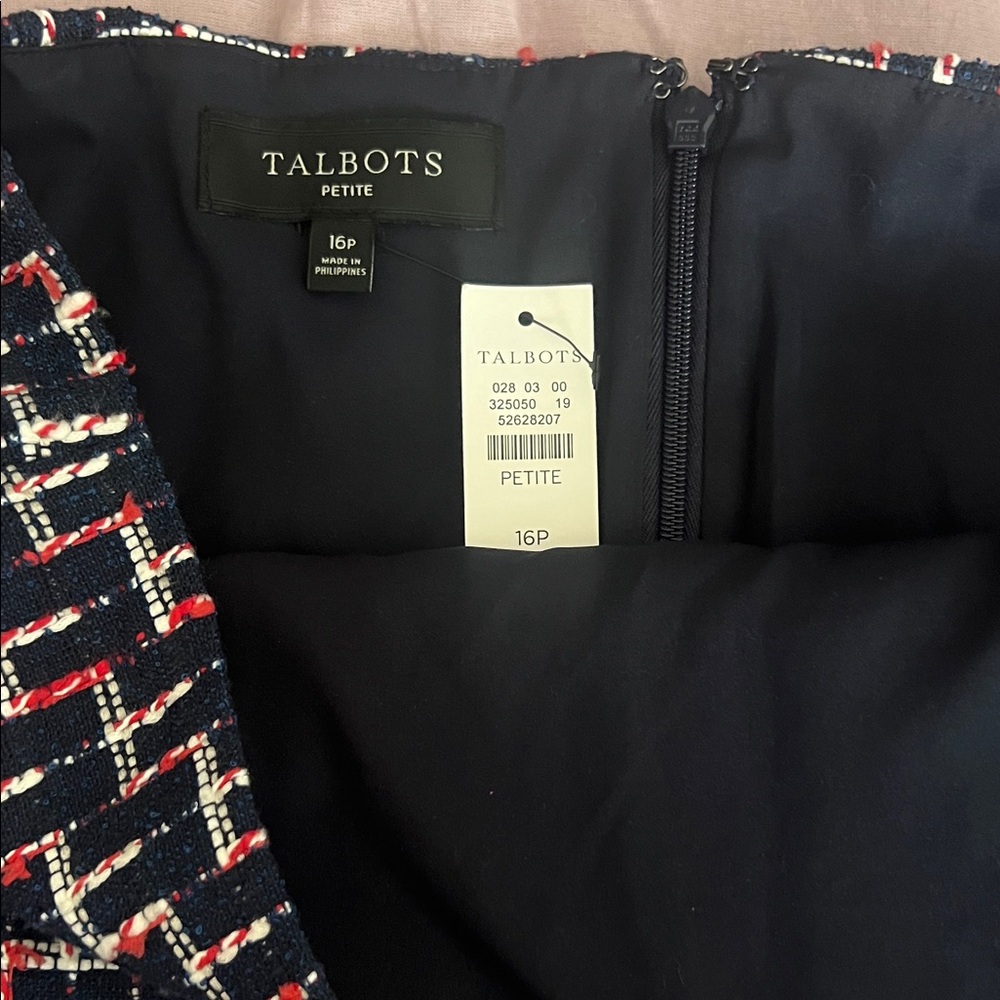 Talbots Petite Navy and Red Tweed skirt